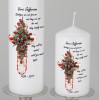 A beautiful  personalised memorial candle featuring a cross - two sizes available