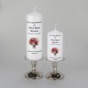 A beautiful  personalised memorial candle with flowers- two sizes available